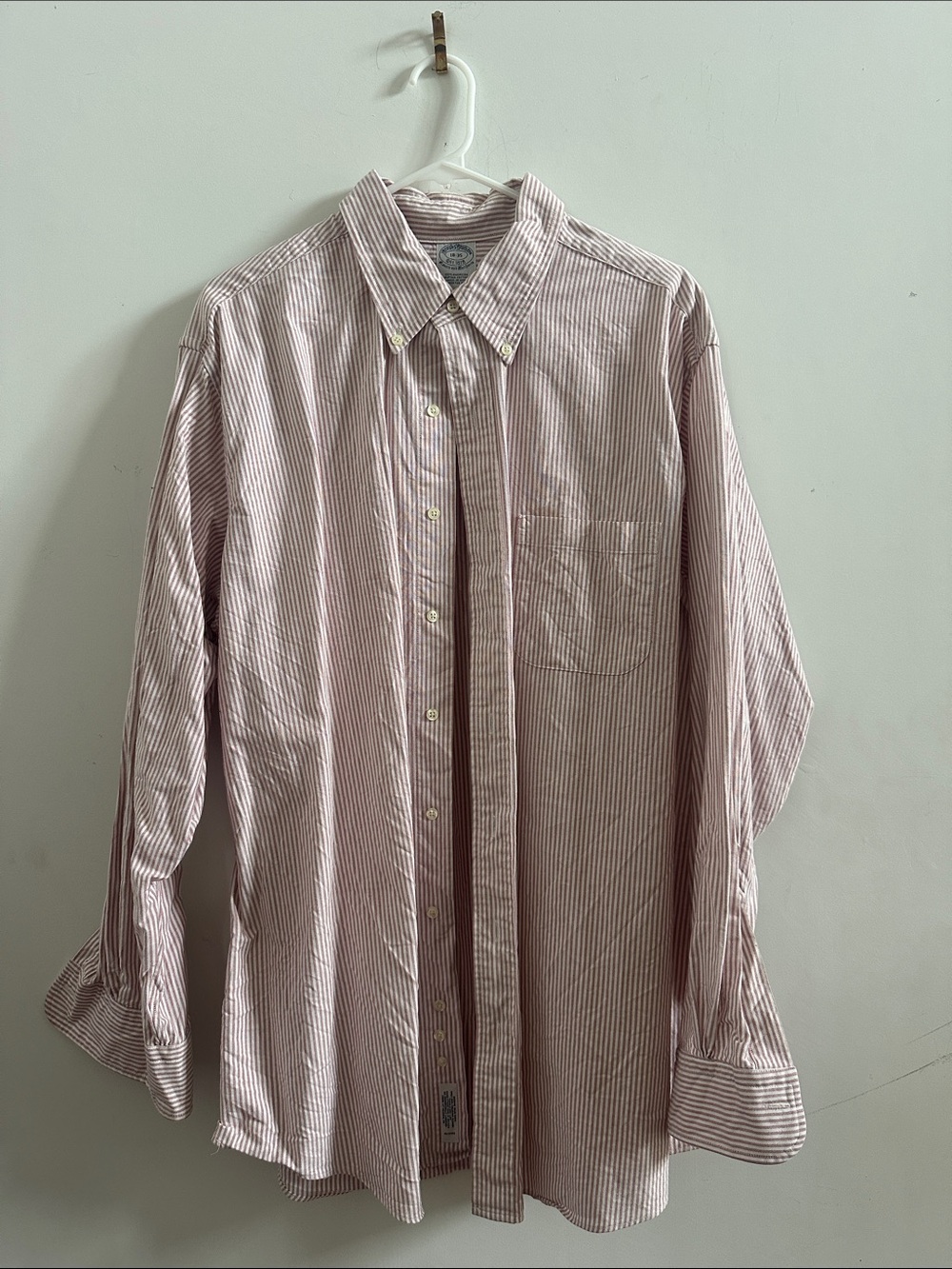 Brooks Brothers Red and White Narrow-Stripe Button-Down Shirt